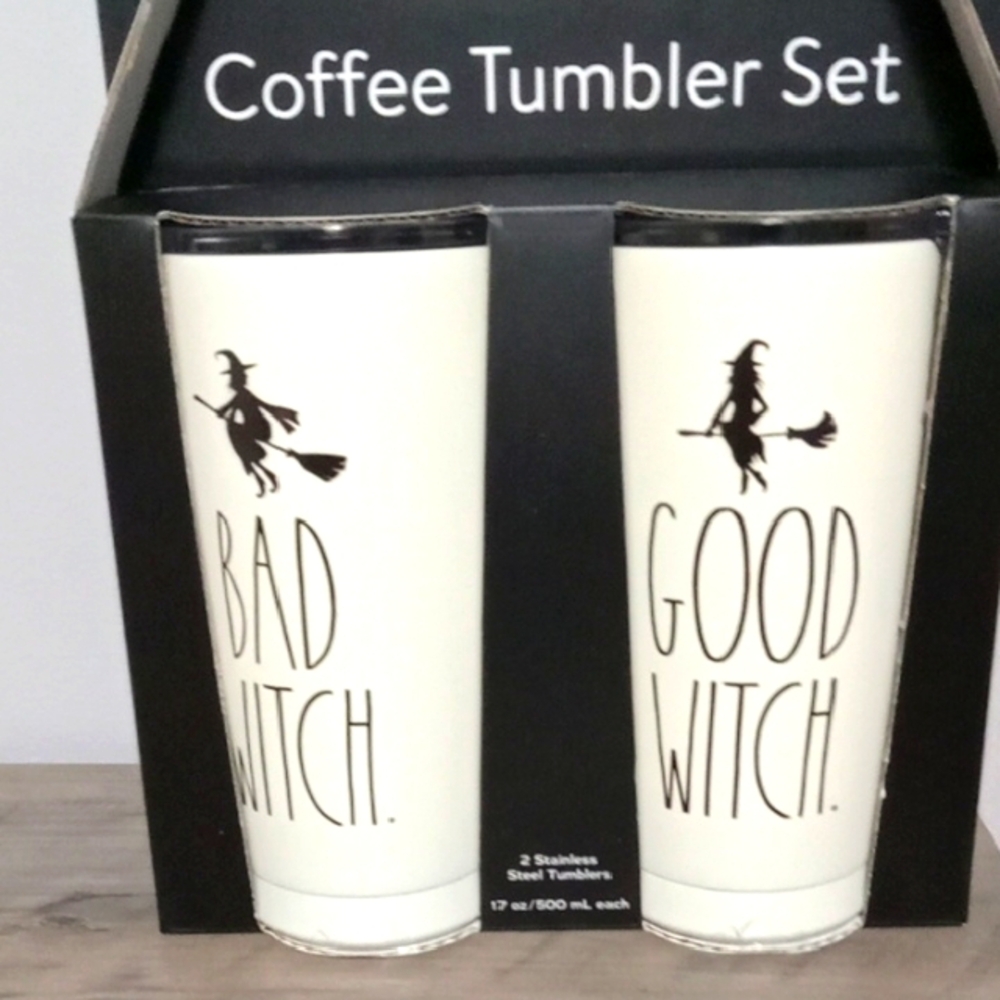 Rae Dunn GOOD WITCH BAD WITCH Tumbler Set New
